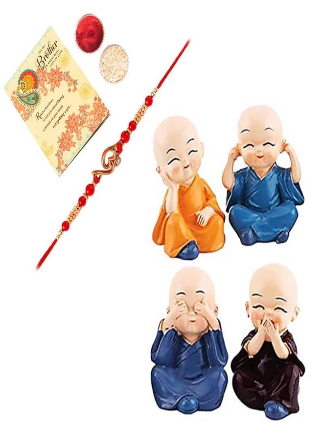 ARCHIES Rakhi for Brother on Rakshabandhan | Laughing Buddha Combo Set with 1 Special Rakhi for Bhaiya/Bro/Bhai with Card (Pack of 4) AR-22 - Image 1