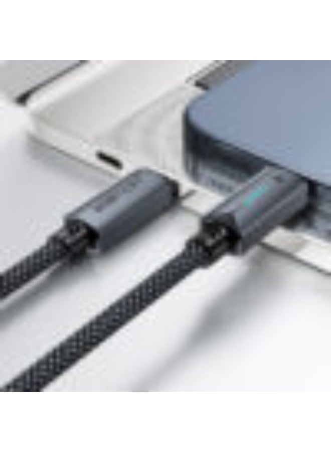 ACEFAST Charging Data Cable C19-03 USB-C to USB-C, 1.2M, 60W Fast Charge, Nylon Braided Wire, Blue Power Indicator, High-Speed Data Transmission - Black - Image 3