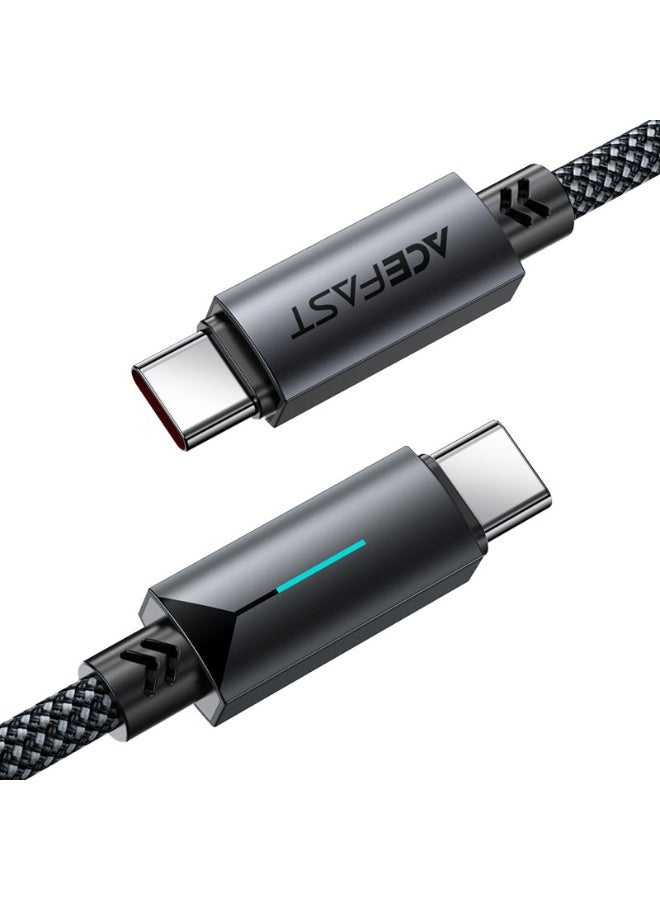 ACEFAST Charging Data Cable C19-03 USB-C to USB-C, 1.2M, 60W Fast Charge, Nylon Braided Wire, Blue Power Indicator, High-Speed Data Transmission - Black - Image 2