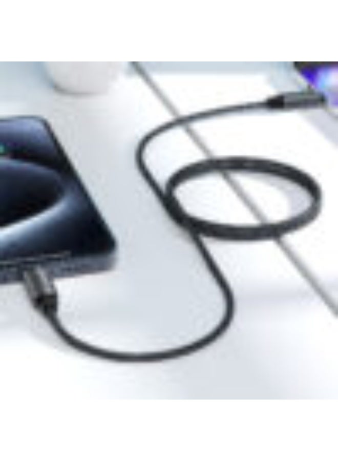 ACEFAST Charging Data Cable C19-03 USB-C to USB-C, 1.2M, 60W Fast Charge, Nylon Braided Wire, Blue Power Indicator, High-Speed Data Transmission - Black - Image 4