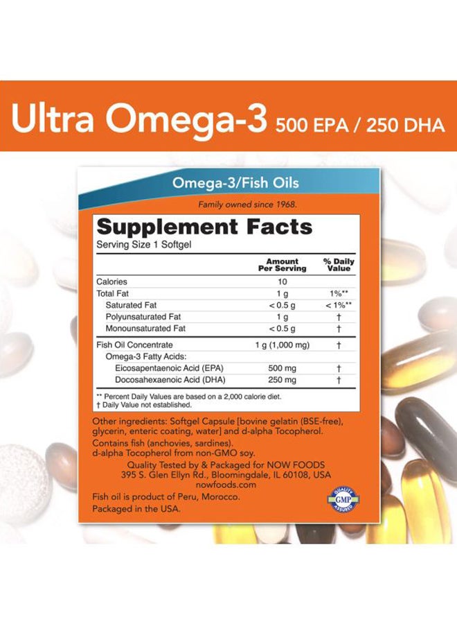 ناو فودز كبسولات هلامية ألترا أوميجا 3 من 90 كبسولة - Image 3
