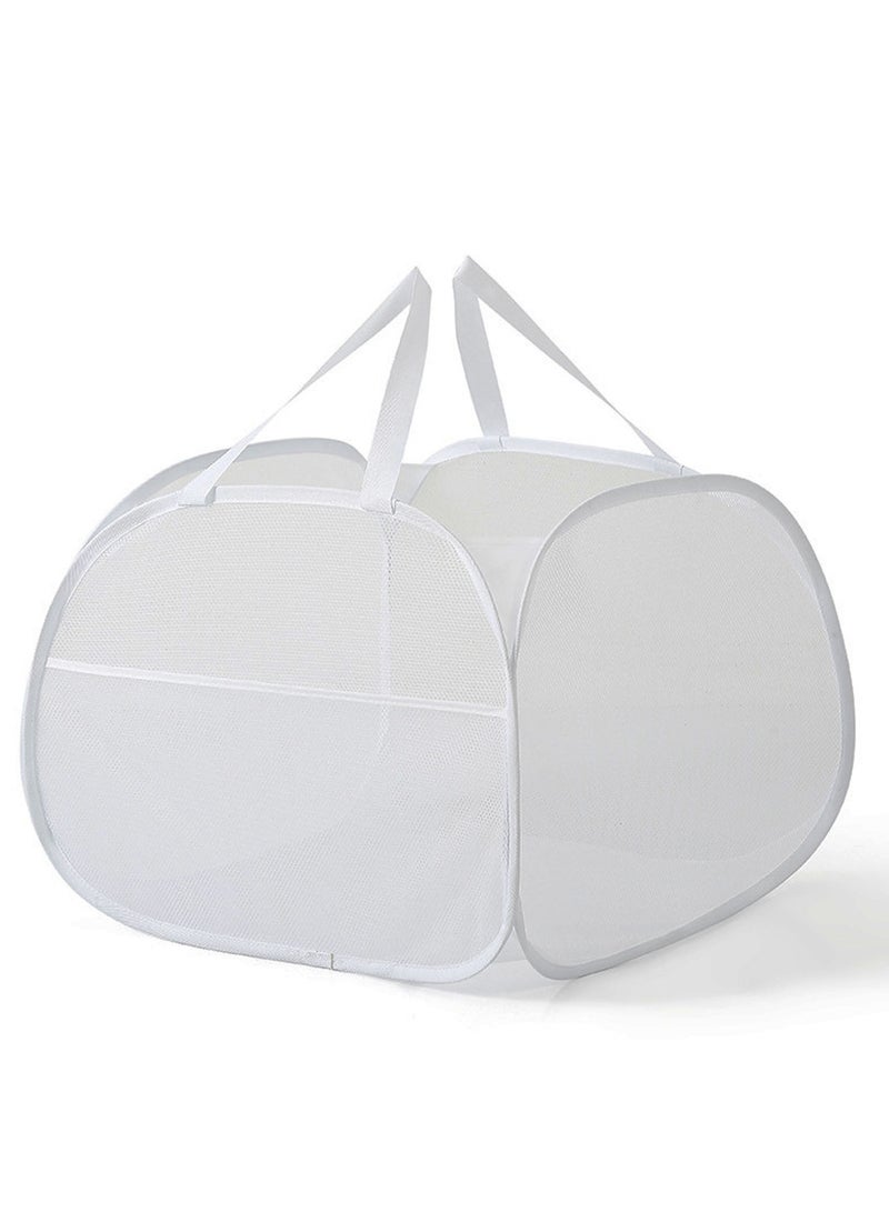 TYCOM سلة غسيل شبكية قابلة للطي 90 لتر حلاً للتخزين سلة مدمجة حقيبة شبكية سلة غسيل قابلة للطي سلة غسيل بيضاء مربعة. - Image 1