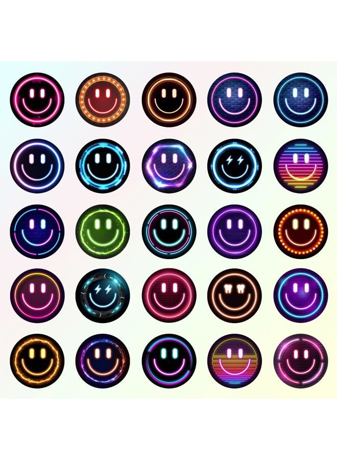Wercokt 50PCS Smiling Stickers, 50PCS Neon Stickers, Cute Water Bottle Sticker for Kids, for Teaching Rewards, Notebooks, Stationery, Luggage, Cartoon PVC Happy Sticker - Image 4