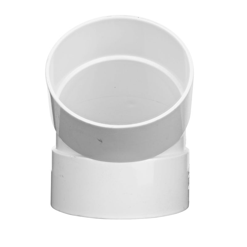 NDS 4P03 PVC 45-Degree Elbow, 4-Inch, for Hub X Hub Solvent-Weld Connections, for Use with 4-Inch Sewer and Drain Pipes, White - Image 3