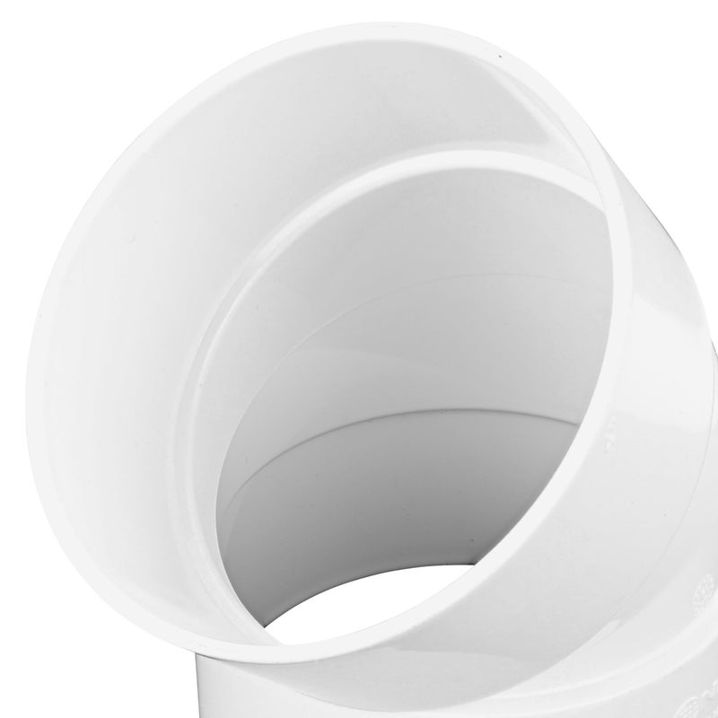 NDS 4P03 PVC 45-Degree Elbow, 4-Inch, for Hub X Hub Solvent-Weld Connections, for Use with 4-Inch Sewer and Drain Pipes, White - Image 5
