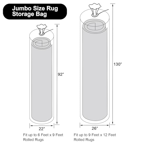 HFKPJRT 2 Pcs Rug Storage Bag, Jumbo Plastic Rug Bags for Moving Carpet Up to 9 x 12 and 6 x 9 Feet, Heavy Duty 4.7 Mil Carpet Bag with Zip Ties & Blank Labels for Storage, Moving, Packing, Shipping - Image 2