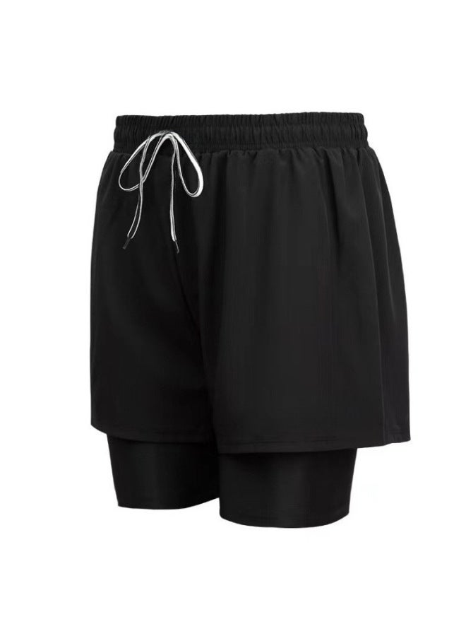 Loquat Men's Adult Anti-embarrassment Swimming Trunks Can Be Worn Loose-fit Large Size Leisure Sports Double-layer Beach Hot Spring Swimming Trunks-Color:012- - Image 3