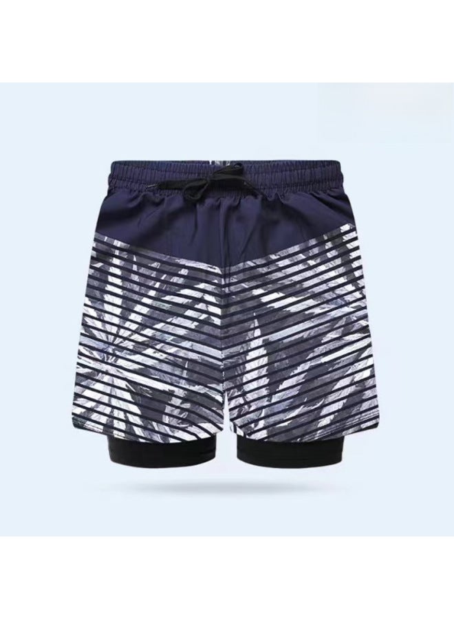 Loquat Men's Adult Anti-embarrassment Swimming Trunks Can Be Worn Loose-fit Large Size Leisure Sports Double-layer Beach Hot Spring Swimming Trunks-Color:012- - Image 4
