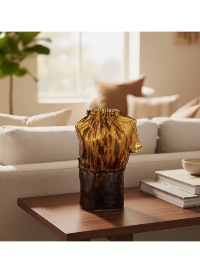 AKDC Artistic Brown Glass Cloth-Shaped Decorative Vase – 21×12 cm - Image 2