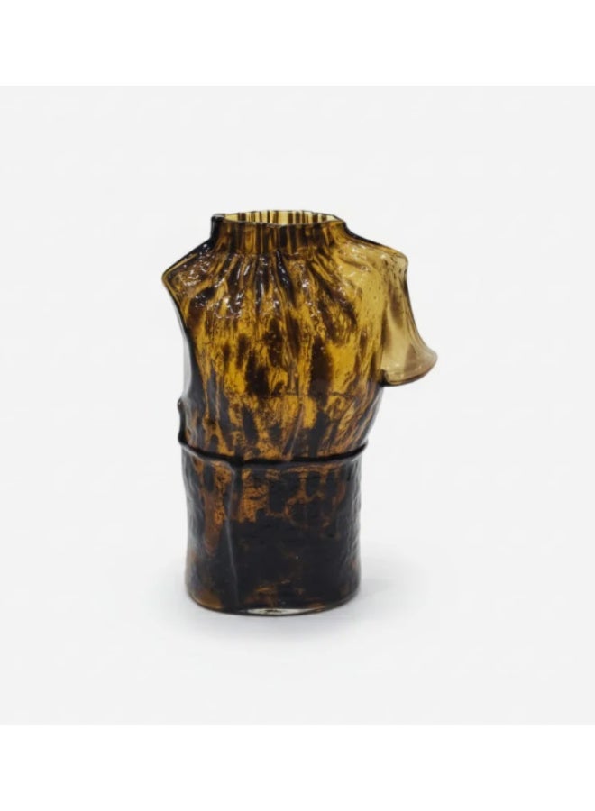 AKDC Artistic Brown Glass Cloth-Shaped Decorative Vase – 21×12 cm - Image 1
