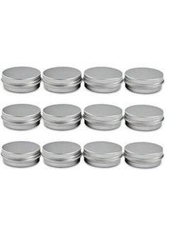 12 Pcs 5 Ml 0.17Oz Small Ounce Empty Silver Aluminum Tins Metal Steel Jar Cans Sample Cosmetic Containers Slip Slide Bottle Box With Twist Cover For Salves Make Up Eye Shadow Powder Lip Balm
