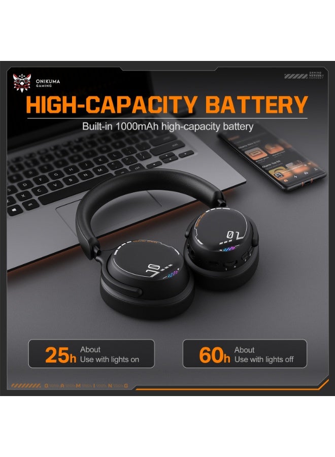 onikuma GT886 Triple Mode  2.4G/Wireless/Bluetooth 5.3Gaming Headset with Mic for PC Gamer - Image 4