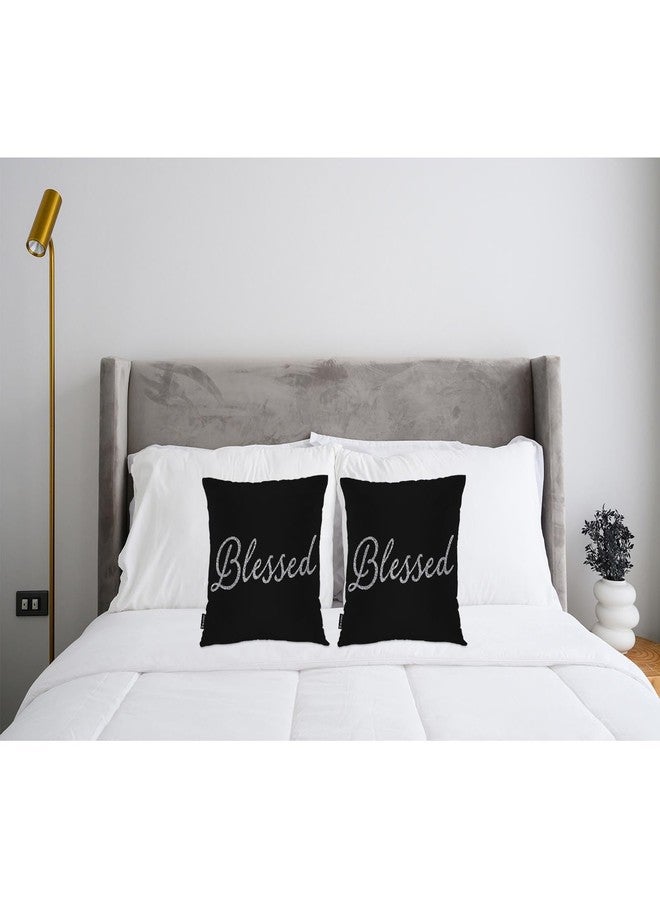 Swono Throw Pillow Covers Blessed, Bible Verse Blessed Accent Cushion Covers Decorative Pillowcase for Men Women, Christian Quote Sofa Bed Pillows Covers 18x18 Inch, Set of 2, Sparkling Black - Image 3