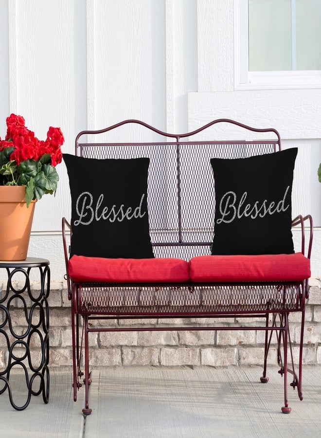 Swono Throw Pillow Covers Blessed, Bible Verse Blessed Accent Cushion Covers Decorative Pillowcase for Men Women, Christian Quote Sofa Bed Pillows Covers 18x18 Inch, Set of 2, Sparkling Black - Image 4