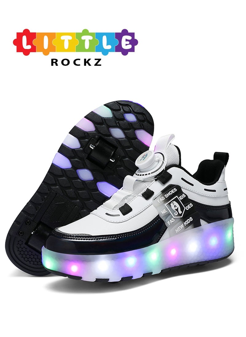 LITTLE ROCKZ LED Flash Light Fashion Shiny Sneaker Skate Heelys Shoes With Wheels And Lightning Sole  - Image 1