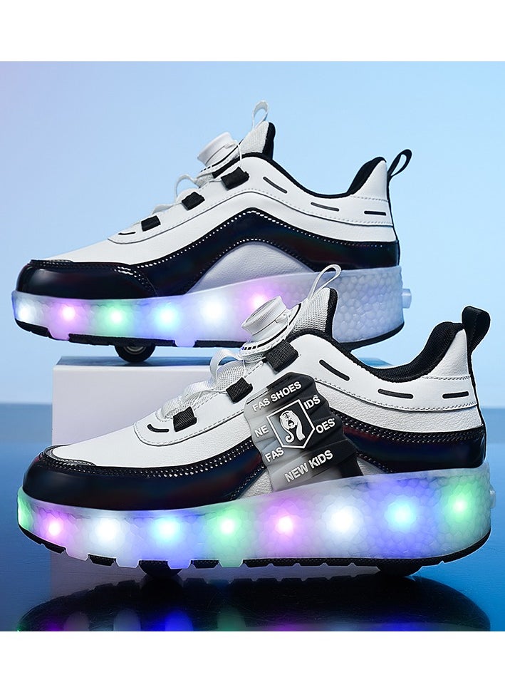 LITTLE ROCKZ LED Flash Light Fashion Shiny Sneaker Skate Heelys Shoes With Wheels And Lightning Sole  - Image 2