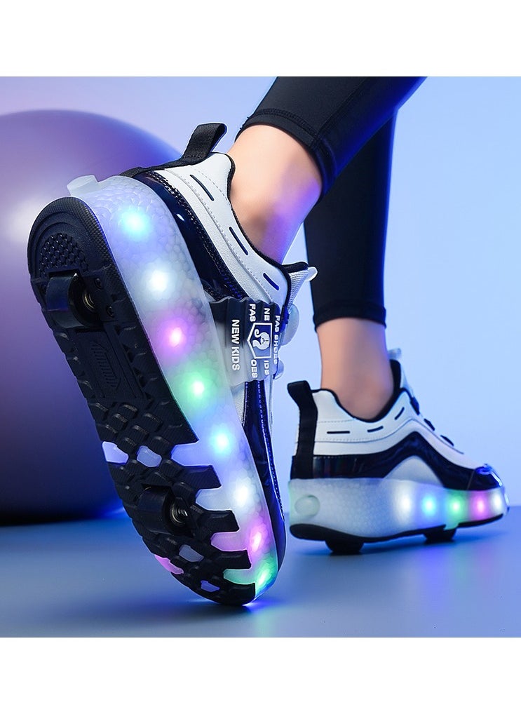 LITTLE ROCKZ LED Flash Light Fashion Shiny Sneaker Skate Heelys Shoes With Wheels And Lightning Sole  - Image 3