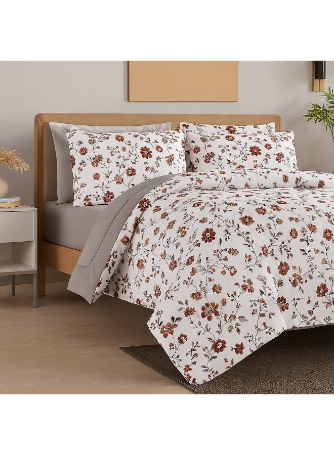 ماركه  مفرش سرير نفرين 6 قطع وجهين (مشجر/سادة) من المايكروفايبر الفاخر – تصميم أنيق يمنحك لمسة فخامة وراحة منعشة بمقاس 230×250 سم" - Image 2