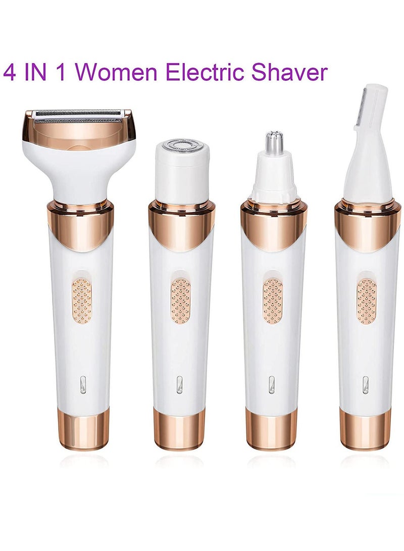 Electric Razor for Women, 4 in 1 Womens Shaver for Pubic Hair Wet u0026 Dry Cordless Hair Remover for Eyebrow, Nose, Face, Legs, Underarms Portable Bikini Trimmer Rechargeable for Lady Hair Shaving - Image 2