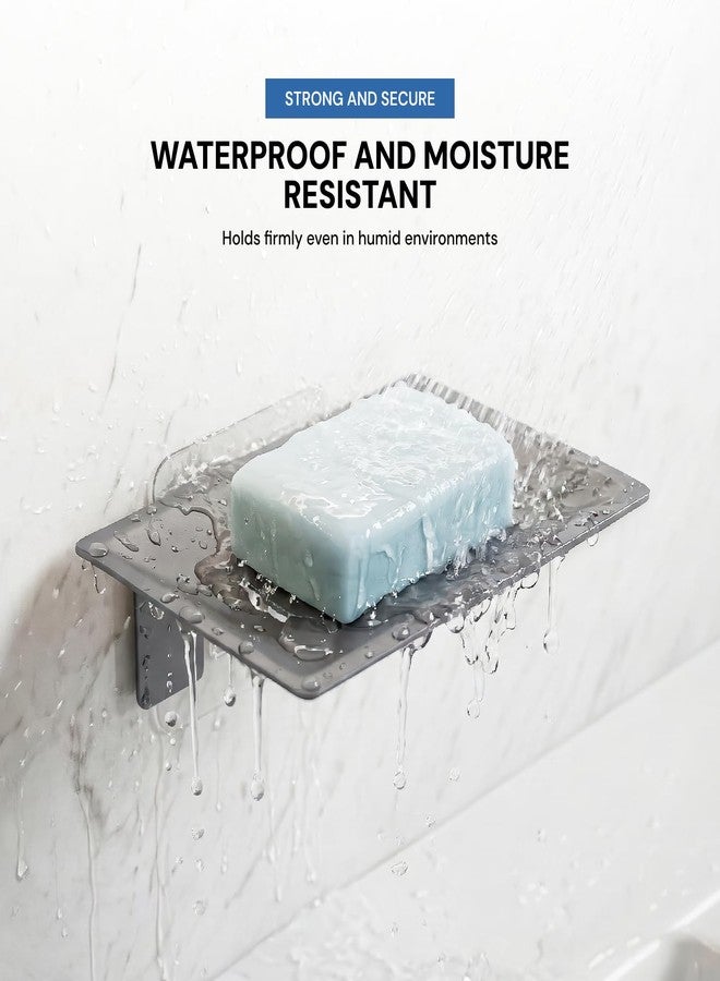 MIORAH Self Adhesive Soap Holder for Bathroom Wall - Strong Grip Soap Stand for Bathroom, No Drill Wall Mounted Soap Dish with Drain Tray, Bathroom Soap Holder & Soap Case Aluminum - Image 4