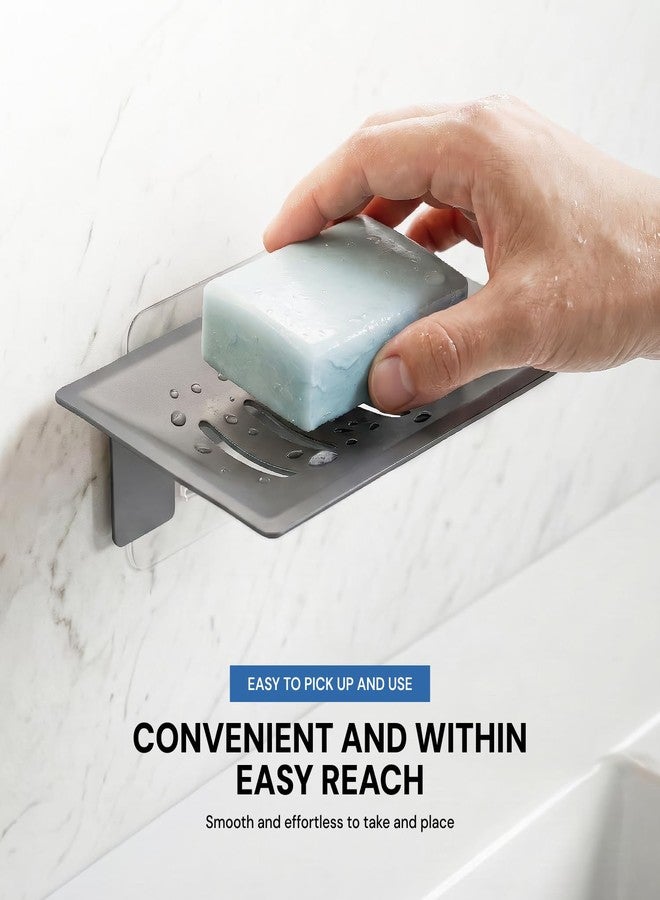 MIORAH Self Adhesive Soap Holder for Bathroom Wall - Strong Grip Soap Stand for Bathroom, No Drill Wall Mounted Soap Dish with Drain Tray, Bathroom Soap Holder & Soap Case Aluminum - Image 5
