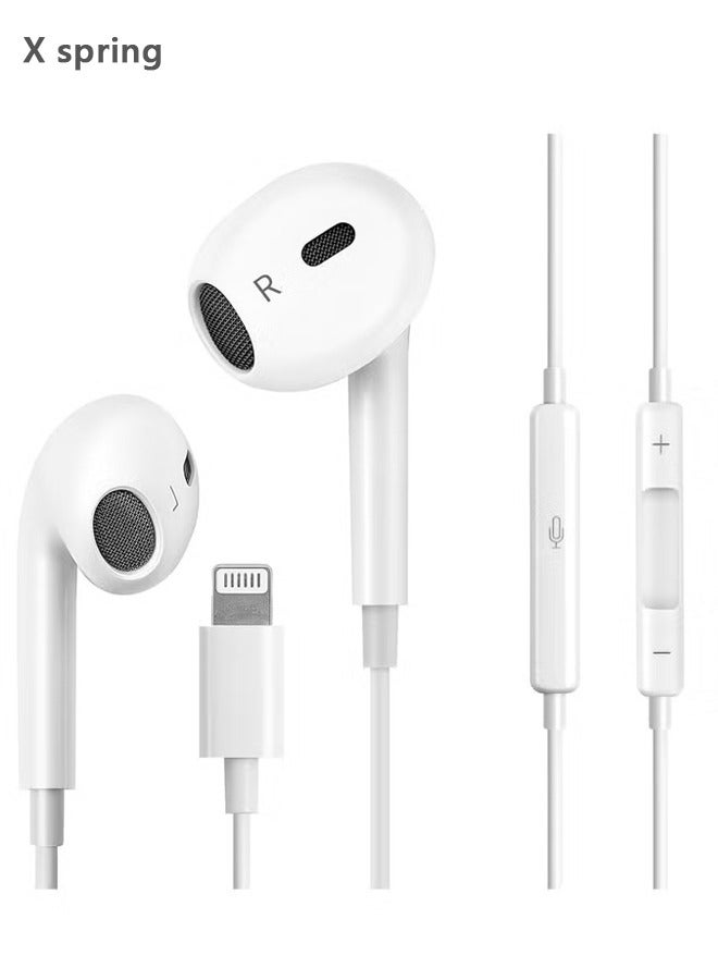 X spring Wired Earphones With Lightning Connector,Wired Ear Buds with Built-in Remote to Control Music, Phone Calls, and Volume - Image 1
