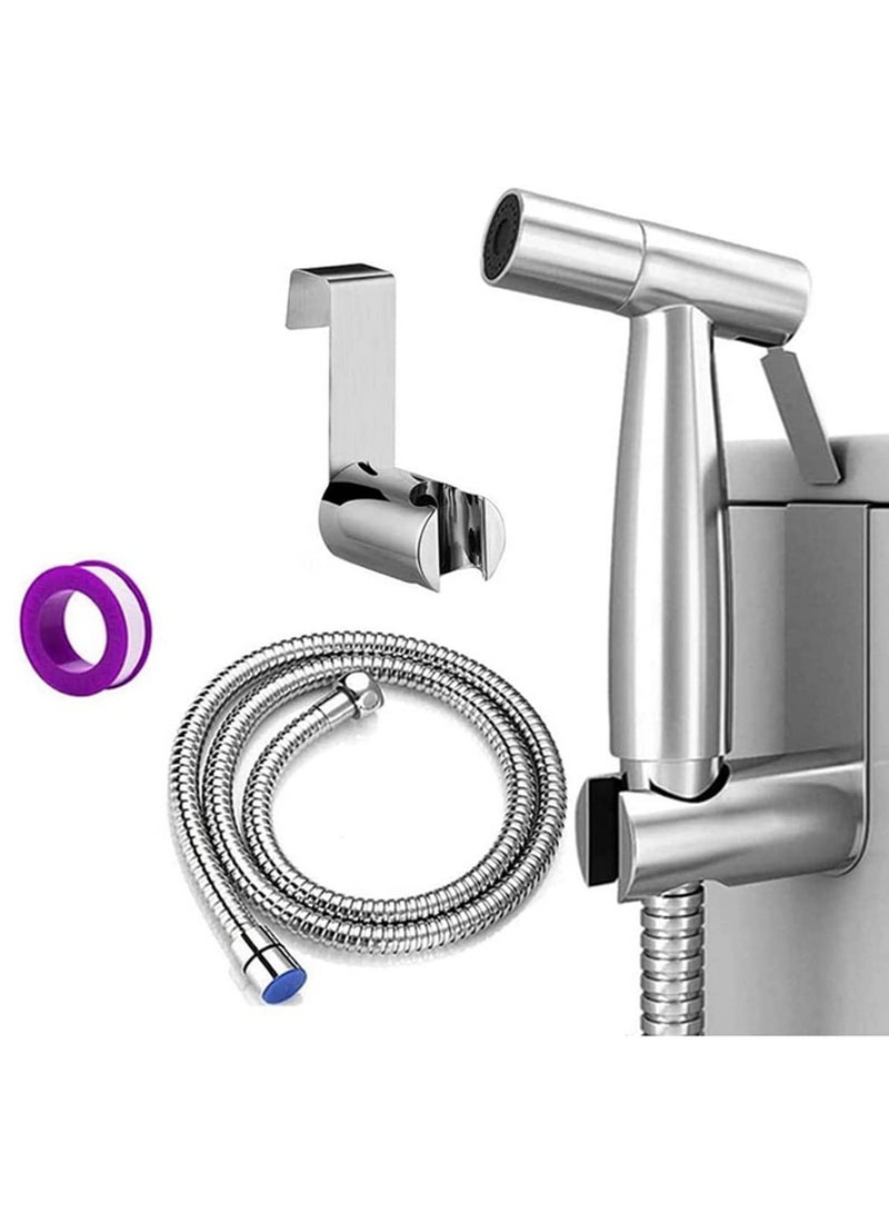 Handheld Toilet Bidet Sprayer Set Kit Stainless Steel Hand Bidet Faucet Head Self Cleaning Bidet Sprayer with Hose for Toilet Wash Closet Fresh Water Spray Attachment - Image 1