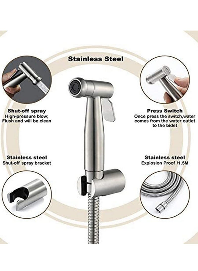 Handheld Toilet Bidet Sprayer Set Kit Stainless Steel Hand Bidet Faucet Head Self Cleaning Bidet Sprayer with Hose for Toilet Wash Closet Fresh Water Spray Attachment - Image 3
