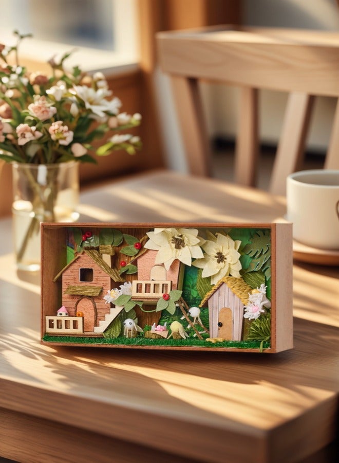 tangs DIY Miniature House Kit, Season theme(Summer) Box Secert Dollhouse with Furniture,Adults Teens Mini House Building Kit,3D Wooden Crafts Tiny House Model,EID Birthday Gifts,Friends Present,Home Table Decor, Stress Relief Fidget Toy - Image 2