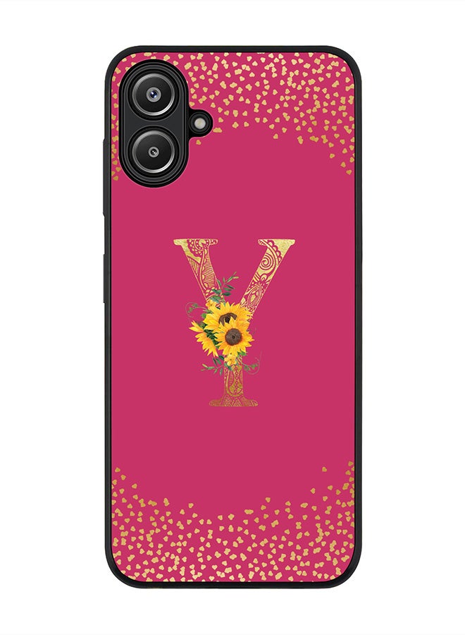 Stylizedd For Samsung Galaxy A06 Case,Slim fit Camera Protection, Shockproof Thin Phone cover - Custom Floral Monogram - Y ( Deep Pink ) - Image 1