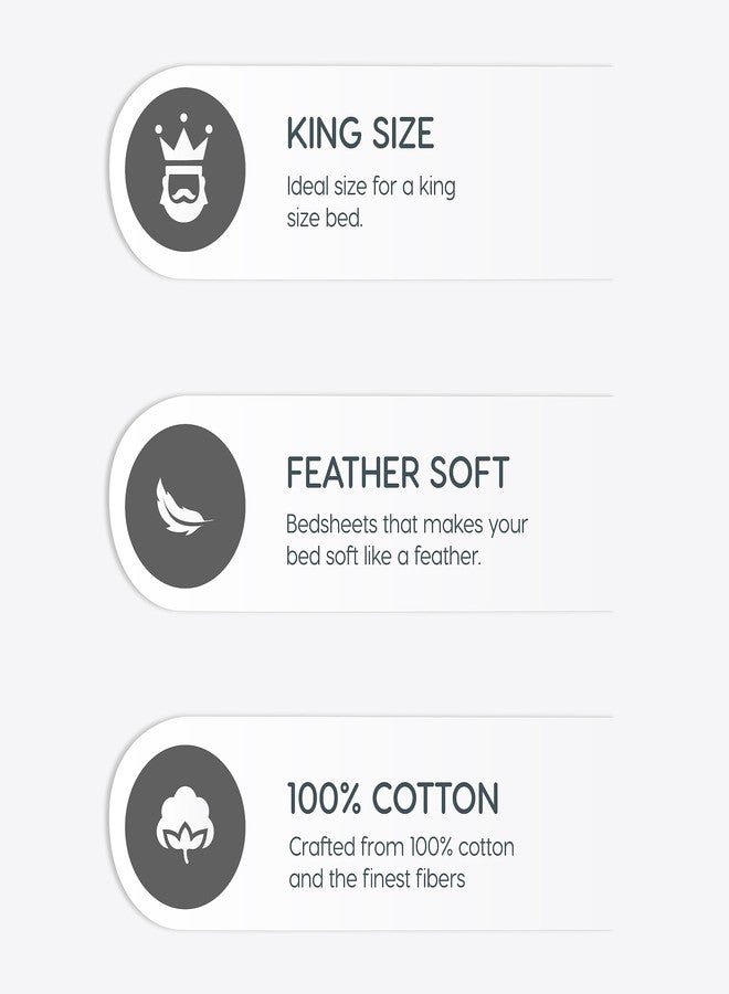 myTrident Shades of Comfort King Bedsheet Sets,180 TC, 100% Cotton bedsheet for Double Bed, Nickle - Image 5