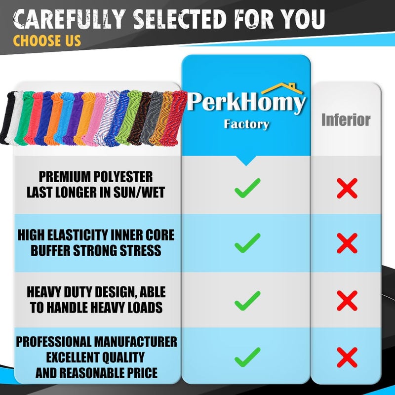 PerkHomy 90 ft 1/4 inch (7mm) Polyester Rope (Nylon - Like Durability) Poly Flag Pole Clothes Line Camping Utility Good for Tie Pull Swing Climb Knot (Black) - Image 3