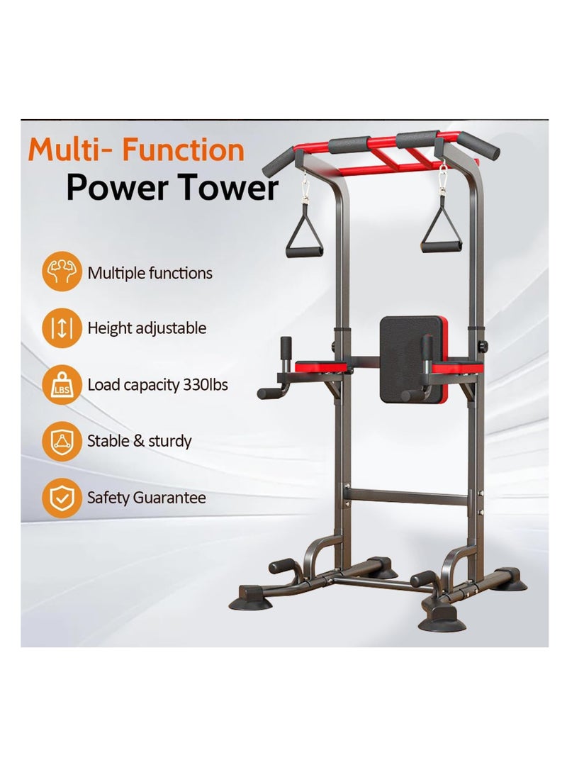 Rightsure - Power Tower, Upgrade Adjustable Multi-Function Pull Up Bar, Power Tower Dip Station with Backrest & Rings, Home Gym Strength Training Fitness Equipment - Image 1