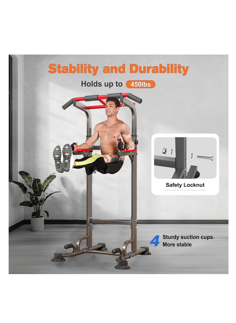 Rightsure - Power Tower, Upgrade Adjustable Multi-Function Pull Up Bar, Power Tower Dip Station with Backrest & Rings, Home Gym Strength Training Fitness Equipment - Image 1