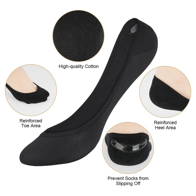 OFFCUP 8 Pairs Women's Invisible Socks, Non-Slip Breathable Ballerina Socks, Short Shoes, Ankle Socks for Low Flat Heels, Size 36-41 - Image 4