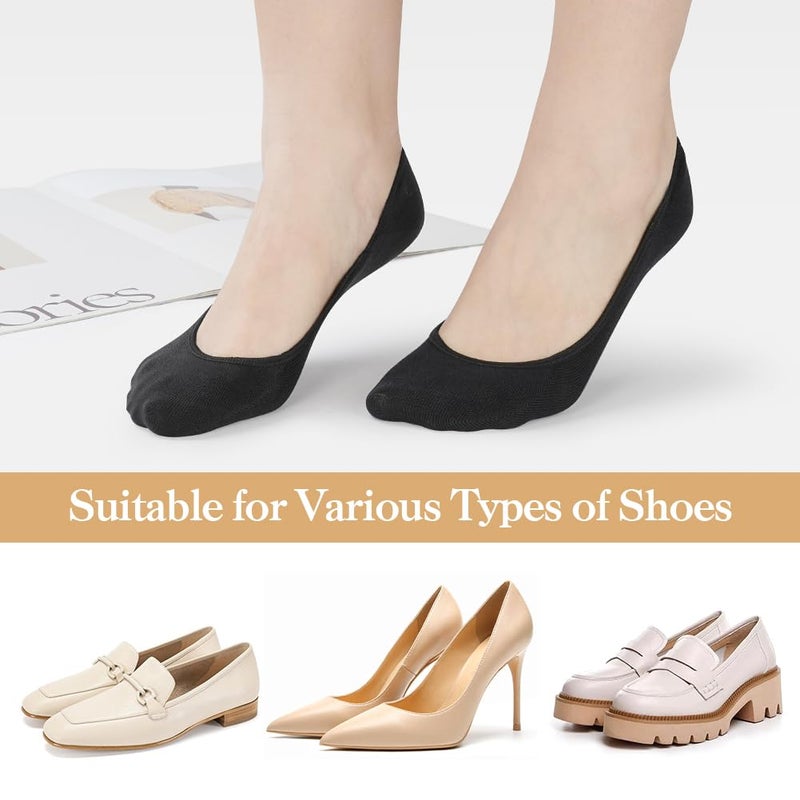 OFFCUP 8 Pairs Women's Invisible Socks, Non-Slip Breathable Ballerina Socks, Short Shoes, Ankle Socks for Low Flat Heels, Size 36-41 - Image 3