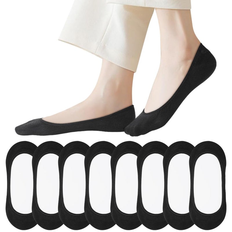 OFFCUP 8 Pairs Women's Invisible Socks, Non-Slip Breathable Ballerina Socks, Short Shoes, Ankle Socks for Low Flat Heels, Size 36-41 - Image 2