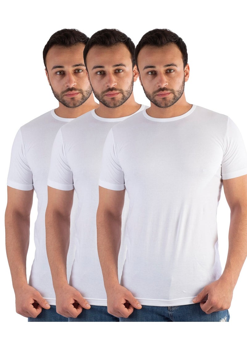Jet 3 Pieces Men Basic Round Neck and Half Sleeve - White 