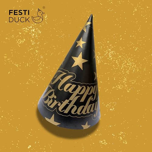 Festi Duck Chic Black and Gold Birthday Party Caps Pack of 10 – Elegant and Durable Caps for Stylish Celebrations, For All Ages - Image 4