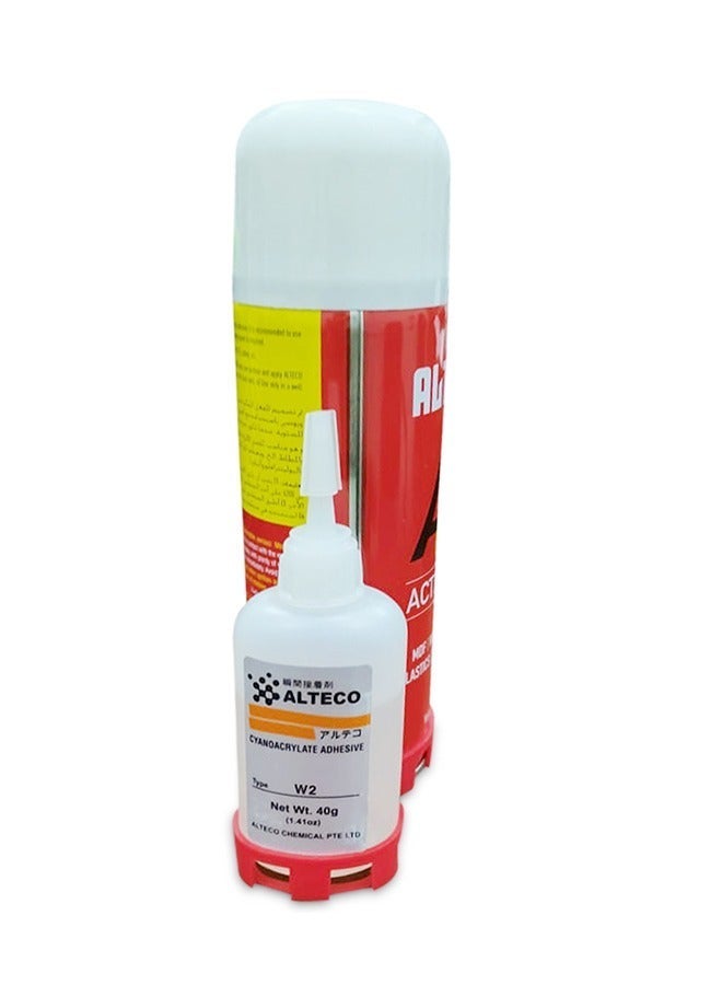 ألتيكو مجموعة ALTECO AP 6200: مُنشِّط (Activator) سعة 200 مل مع لاصق سيانو أكريلات W2 (وزن 50 جم)؛ غراء سريع الالتصاق مناسب لـ MDF، والخشب، والمطاط، والبلاستيك، والجلد، والمعادن؛ مجموعة مثالية للإصلاحات، والأثاث، والأعمال الحرفية، واستخدامات الورش. - Image 5