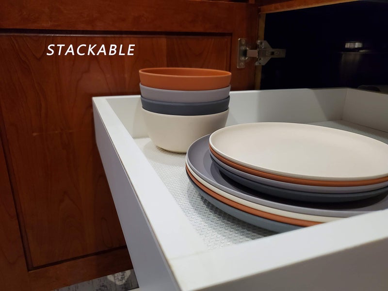 1 Click Bamboo Fiber 10 inches Dinner Plates  Set of 4  4 Color  modern Bamboo Fiber dinnerware for Indoor and Outdoor Events - Image 5