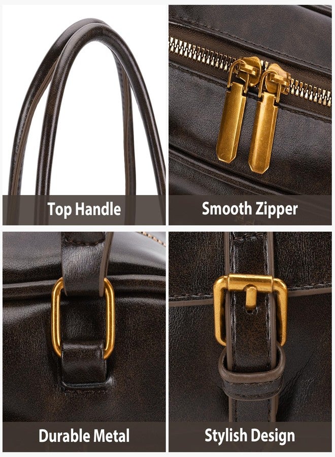 HICARRY Shoulder Bag Retro Top Handle Bag Y2k 90s Multiple Pockets Designer Handbag Soft Trendy Underarm Purse, Coffee, Fashion - Image 4