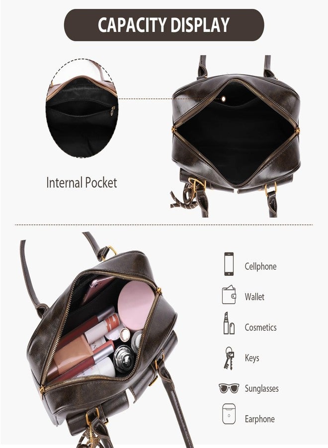 HICARRY Shoulder Bag Retro Top Handle Bag Y2k 90s Multiple Pockets Designer Handbag Soft Trendy Underarm Purse, Coffee, Fashion - Image 5