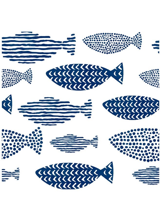 HAOKHOME 960401 Peel And Stick Wallpaper Abstract Underwater World Fish Trellis Indigo Blue Removable Contactpaper For Home Bathroom Decorations 17.7In X 118In  - Image 1
