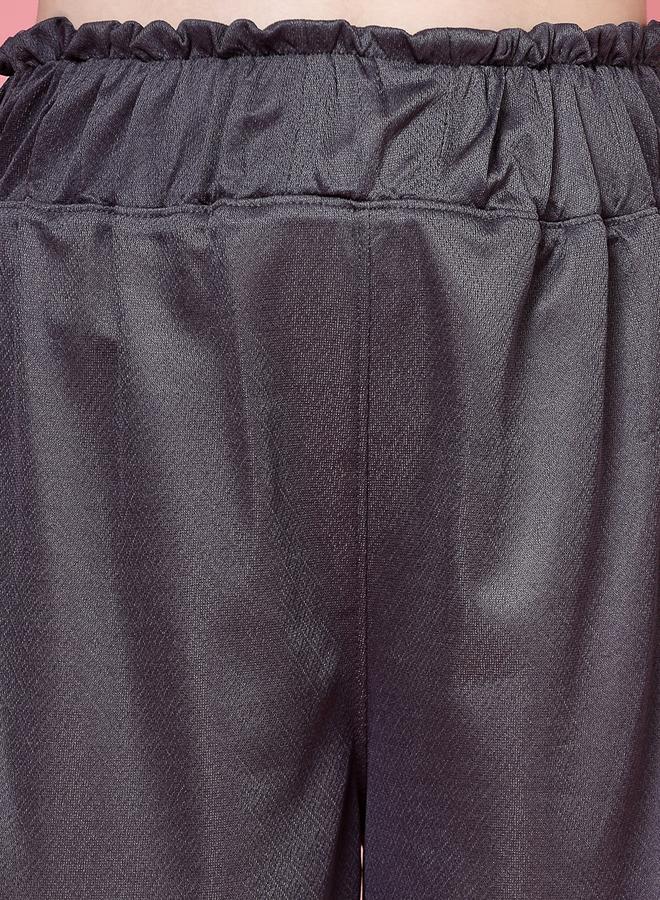 بوز بنطلون نسائي رمادي سادة بخصر مرتفع وأرجل واسعة - Image 5