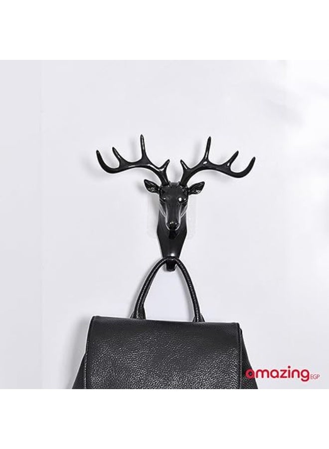 amazing.EGP | Decorative Deer Head Wall Hook, 17 cm, Black Resin, Adhesive Key Holder with 3D Animal Design (BLACK) - Image 5