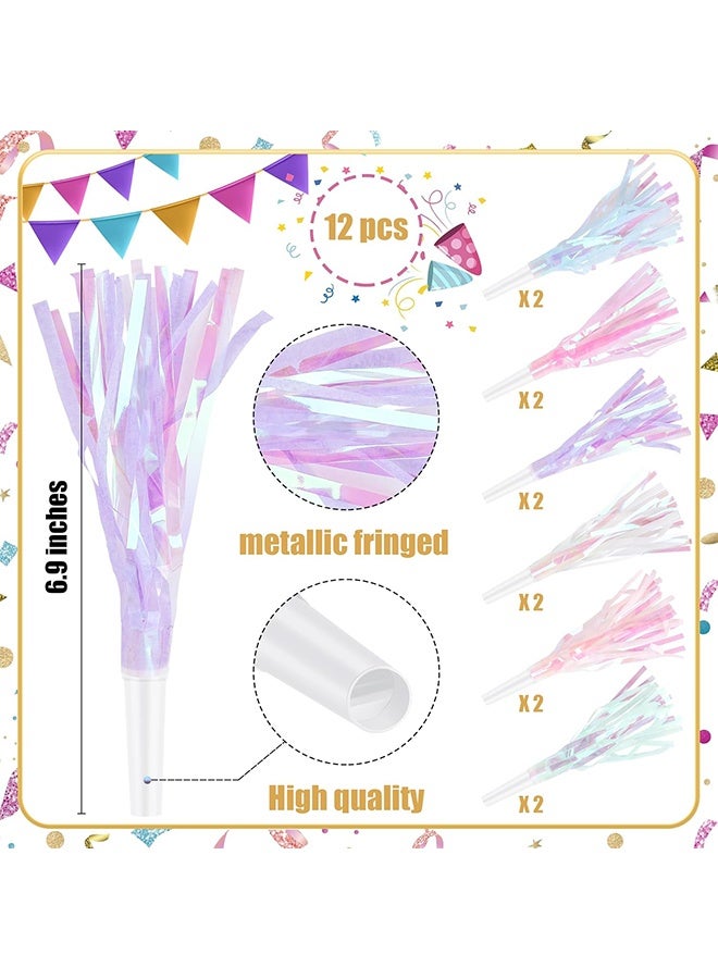 12 Pcs Party Blowers Glitter Noise Makers Metallic Fringed Party Horns for Adults Birthday Graduation New Years Party Favors Supplies - Image 2