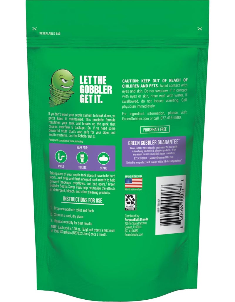 Green Gobbler باكيت علاج إنزيم خزان الصرف الصحي من جرين غوبلر، إمداد لمدة 6 أشهر - بكتيريا قوية وطبيعية لمنع مشاكل الصرف المكلفة، والانسدادات - Image 2