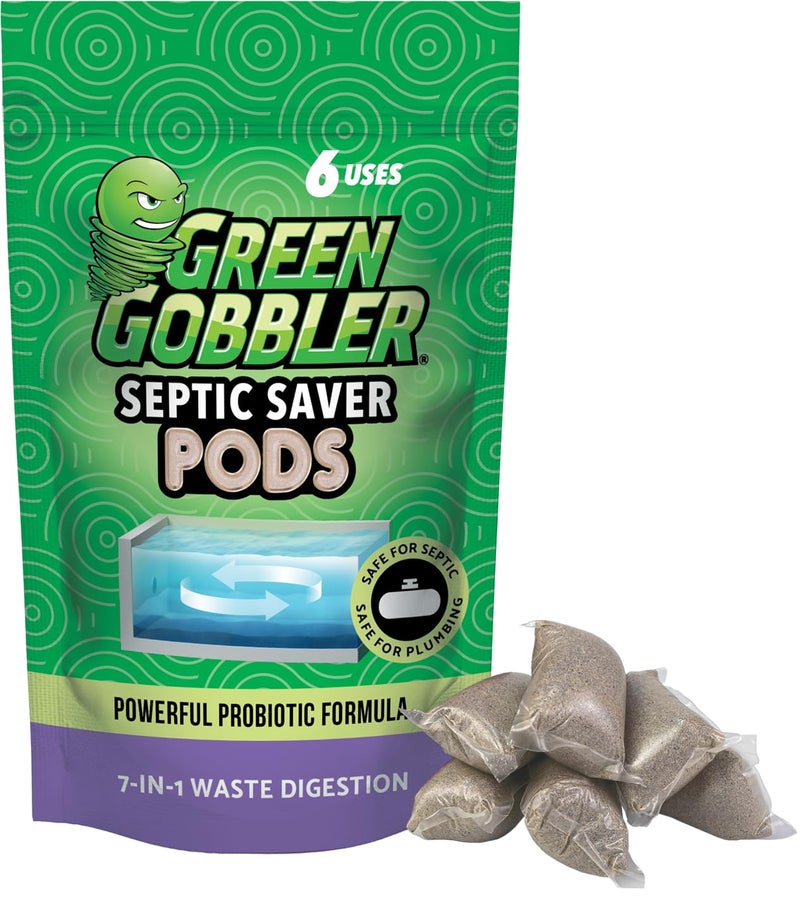 Green Gobbler باكيت علاج إنزيم خزان الصرف الصحي من جرين غوبلر، إمداد لمدة 6 أشهر - بكتيريا قوية وطبيعية لمنع مشاكل الصرف المكلفة، والانسدادات - Image 1