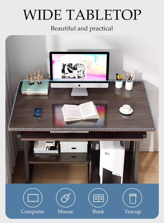 Spides Computer Desk Home Office PC Desktop Computer Table with Keyboard Tray and Mainframe Storage Rack Ergonomic Workstation Gaming Desk for Home Office Study - Image 2